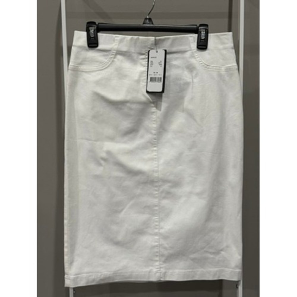Robell Maraike White Denim Pull On Stretch Pencil Skirt Womens Size 8 NWTClassic